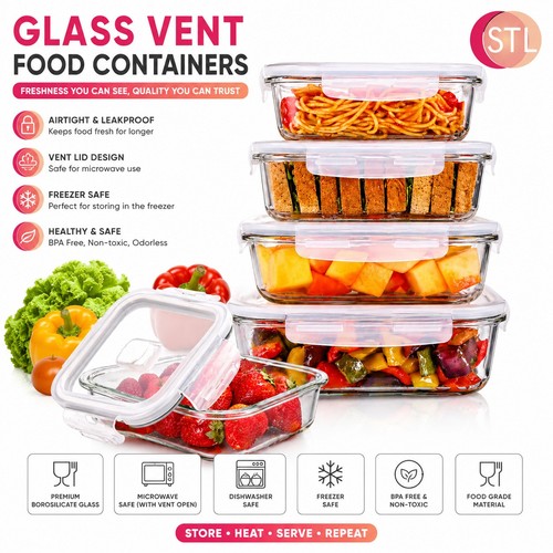Glass vent food containers - glass,