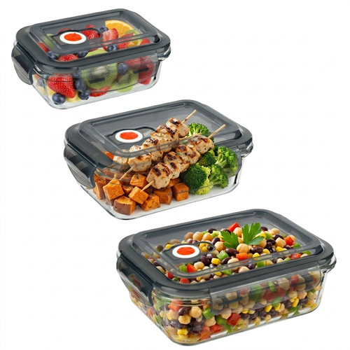 3pcs glass food storage - 3pcs,