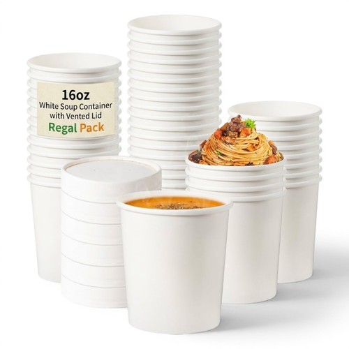 16oz white soup container with - soup,